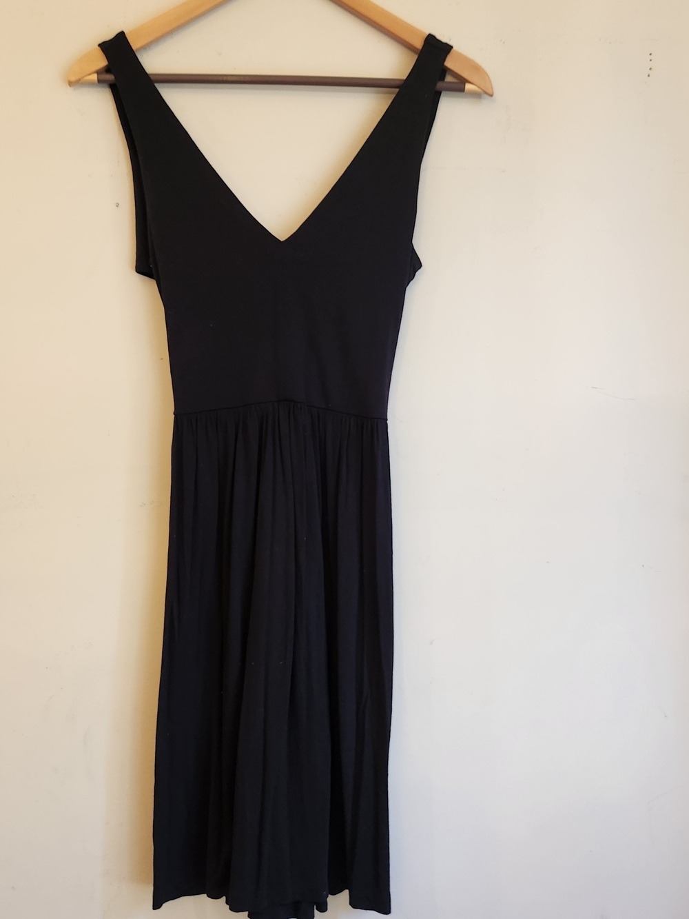 LOFT Black V-Neck Sleeveless Gathered Waist Midi Dress